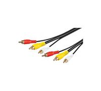 Goobay 50139 Câble de Raccordement Audio-Vidéo Composite, 3 x Cinch avec Conducteur Vidéo RG59, 1.5m Longueur de Câble