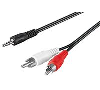 Goobay 50195 Câble adaptateur audio AUX, jack 3,5 mm vers RCA mâle stéréo, 5 m, noir - jack 3,5 mm mâle (3 broches, stéréo) > 2x RCA mâles (audio gauche/droite)