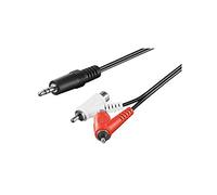 Goobay 50213 Câble Adaptateur Audio, Prise Mâle 3.5mm vers Prise Mâle/Femelle Cinch, Noir, 1.5m Longueur de Câble