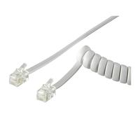 Goobay 50246 Câble spiralé pour combiné téléphonique CCA (aluminium plaqué cuivre), 2 m, blanc - RJ10 mâle (4P4C) > RJ10 mâle (4P4C)