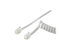 Goobay 50246 Combiné téléphonique Câble spiralé, câble plat avec prise RJ10 (4P4C) vers prise RJ10 (4P4C) ; blanc ; 2 mètres
