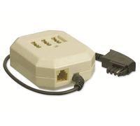 Goobay 50281 TAE-F NFF boîte de prolongation, 0.2 m, beige-noir - TAE-F mâle > 3x TAE N/F/F- femelle + RJ11/RJ14 femelle (6P4C)