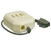Goobay 50282 TAE-F NFN boîte de prolongation, 0.2 m, beige-noir - TAE-F mâle > 3x TAE N/F/N- femelle + RJ11/RJ14 femelle (6P4C)