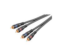 Goobay 50433 Câble de Connexion Stéréo 2 x Cinch, Blindage Double, Noir, 0.2m Longueur de Câble