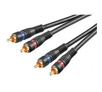 Goobay 50434 Câble de Connexion Stéréo 2 x Cinch, Blindage Double, Noir, 10m Longueur de Câble