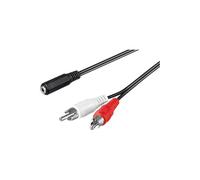 Goobay 50442 Câble Adaptateur Audio, Prise Femelle 3.5mm vers Prise Mâle Cinch, Noir, 1.4m Longueur de Câble