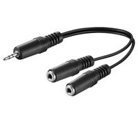 Goobay 50465 Adaptateur de câble audio en Y 3,5 mm, 1x mâle 2x femelle mono, 0.2 m, noir - jack 3,5 mm mâle (3 broches, stéréo) > 2x jack 3,5 mm femelle (2 broches, mono)