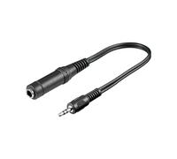 Goobay 50470 Adaptateur Audio 3.5mm Mâle vers 6.35mm Femelle 0.2m Noir, Câble PVC 4mm, Conforme RoHS, Connecteurs Droit