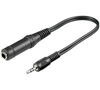 Goobay 50470 Adaptateur pour casque, 3,5 mm mâle à 6,35 mm femelle, 0.2 m, noir - jack 3,5 mm mâle (3 broches, stéréo) > jack 6,35 mm femelle (3 broches, stéréo)