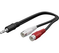 Goobay 50600 Adaptateur de câble audio 3,5 mm, mâle à femelle RCA stéréo, 0.2 m, noir - jack 3,5 mm mâle (3 broches, stéréo) > 2x RCA femelles (audio gauche/droite)