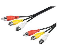 Goobay 50770 Câble de Connexion Audio-Vidéo Composite, 3 x Cinch, 10m Longueur de Câble