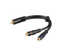 Goobay 50930 Câble Adaptateur Audio Y, 1 x Cinch Mâle Stéréo vers 1 x Cinch Femelle, OFC, Blindage Double, Noir, 0.2m Longueur de Câble
