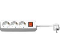 Goobay 51083 Multiprise avec interrupteur 3 m, blanc, 3 m - 3x prise femelle avec contact de protection, sécurité enfants
