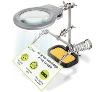 goobay 51226 Troisième main à souder avec loupe et support de fer à souder / l'aide idéale pour tous les travaux de soudure délicats / Ajustable avec Pinces Crocodiles / noir