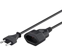Goobay 51355 Câble d'alimentation Rallonge / Câble d'alimentation / Rallonge pour prise type C européenne sur prise type C européenne femelle / 2m / 250V / 0.75 mm² câble plastique 2 / Noir