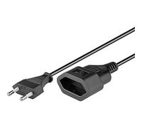 Goobay 51355 Câble d'alimentation Rallonge / Câble d'alimentation / Rallonge pour prise type C européenne sur prise type C européenne femelle / 2m / 250V / 0.75 mm² câble plastique 2 / Noir