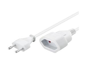 Goobay 51356 Câble d'alimentation Rallonge/Câble d'alimentation/Rallonge pour Prise Type C européenne sur Prise Type C européenne Femelle / 2m / 250V / 0.75 mm² câble Plastique 2 / Blanc