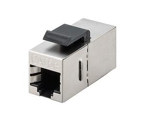 Goobay 51444 CAT 5e Raccord Modulaire Keystone, Connecteur Electrique STP, Slim, Noir/Argent, 15.95mm Largeur