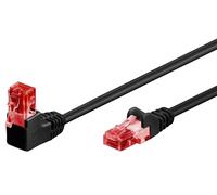 Goobay 51513 CAT 6 câble patch 1x coudé à 90°, U/UTP, noir, 0,25 m conducteur en aluminium revêtu de cuivre (CCA), ergot d'arrêt en haut