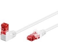 goobay 51521 Câble de brassage CAT 6, connecteur 90 degrés, câble réseau, Ethernet, Playstation, Xbox, câble LAN, DSL, U/UTP, connecteur RJ45, blanc, 0,50 m