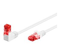 Goobay 51521 CAT 6 câble patch 1x coudé à 90°, U/UTP, blanc, 0.5 m - conducteur en aluminium revêtu de cuivre (CCA), ergot d'arrêt en haut