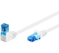 Goobay 51534 CAT 6A câble patch 1x coudé à 90°, U/UTP, blanc, 0.25 m - conducteur en aluminium revêtu de cuivre (CCA), ergot d'arrêt en haut