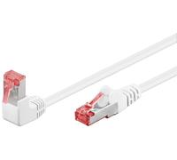 Goobay 51551 CAT 6 câble patch 1x coudé à 90°, S/FTP (PiMF), blanc, 2 m conducteur cuivre (CU), gaine de câble sans halogène (LSZH), ergot d'arrêt en haut