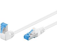 Goobay 51567 CAT 6A câble patch 1x coudé à 90°, S/FTP (PiMF), blanc, 5 m, 5 m - conducteur cuivre (CU), gaine de câble sans halogène (LSZH), ergot d'arrêt en haut