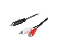goobay 51648 Câble Adaptateur Audio AUX, Prise Jack 3.5mm vers Cinch Mâle Stéréo, CU, Noir, 1m Longueur de Câble