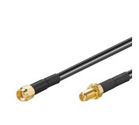 Goobay 51675 WLAN Antenna Extension Cable, RP SMA Male to RP SMA Female, Black/Gold, 1m