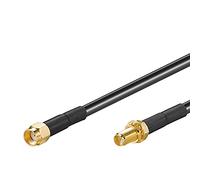 Goobay 51676 Câble d'extension d'antenne WLAN, RP SMA mâle sur RP SMA femelle, noir / doré, 2m