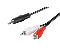 Goobay 51701 Câble adaptateur audio AUX, jack 3,5 mm vers RCA mâle stéréo, CU, 0.5 m, noir - jack 3,5 mm mâle (3 broches, stéréo) > 2x RCA mâles (audio gauche/droite)