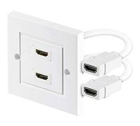 Goobay 51723 Prise Murale HDMI, Doré, Blanc, 86mm Longueur, 86mm Hauteur