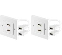 goobay 51723 Prise Murale HDMI, Doré, Blanc, 86mm Longueur, 86mm Hauteur (Lot de 2)