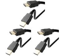 goobay 51824 Câble HDMI à haute vitesse avec Ethernet : 4K, Ultra-HD, Full HD, 3D, connecteur doré, noir 10,0 m (Lot de 3)