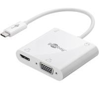 Goobay 52418 Adaptateur multiport USB-C™ vers HDMI™, VGA, Power Delivery, 100 W, blanc - étend un port USB-C™ vers un port HDMI™, un port audio 3,5 mm et un port VGA