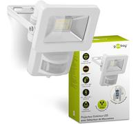 goobay 53878 Projecteur LED avec détecteur de mouvement - Projecteur LED de 10 W - Lumière blanc neutre 4000 K - 850 lm - Angle d'éclairage 100 degrés - Indice de protection IP65 - Blanc