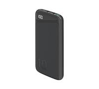 Goobay 53936 Batterie Externe LiPo 10000mAh Noir, 2x USB-A (18W & 22.5W), 1x USB-C, Écran LED, Charge Rapide, Aluminium, 5V, Câble USB-C
