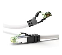 goobay Cordon de raccordement RJ-45 (M) pour RJ-45 (M) 15 m SFTP, PiMF CAT 8.1 sans halogène, moulé, sans crochet, bloqué blanc