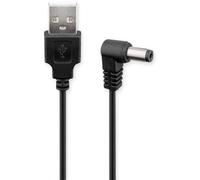 goobay 55159 Câble d'alimentation DC, câble secteur, câble de raccordement - prise USB sur prise DC creuse, 5.5x2.1mm, 5V, noir, 1,5 m