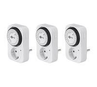 Goobay 55539 Minuterie/Prise programmable pour Prise de Courant avec fiche à Contact de Protection - silencieuse minuteur Prise Electrique 16a - Fiche mâle/Femelles: Type F, Paquet de 3