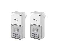 Goobay 55545 2x Horloge programmable numérique / IP44 / Programmable/Intérieur et extérieur/Écran LCD/Facile à utiliser / -10°C - 40°C/Batterie Back Up pour 4 jours/Blanc