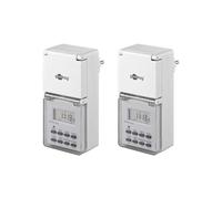 Goobay 55545 2x Horloge programmable numérique / IP44 / Programmable/Intérieur et extérieur/Écran LCD/Facile à utiliser / -10°C - 40°C/Batterie Back Up pour 4 jours/Blanc