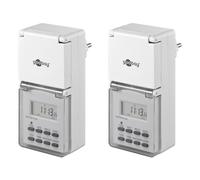 Goobay 55545 Set de 2 : Horloge programmable numérique IP44, 2 pièces dans un carton, blanc -précise et confortable d'appareils électroniques, convient pour l'extérieur