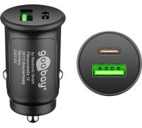 Goobay 55634 Chargeur rapide de voiture Dual-USB USB-C™ PD (Power Delivery) (30 W), noir - 30W (12/24V) adapté aux appareils avec USB-C™ (Power Delivery) comme par ex. iPhone 12