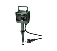 Goobay 55943 Quadruple Prise de Jardin Spécialement conçue pour l'extérieur (résistante Aux projections D´Eau IP44), Vert, Noir