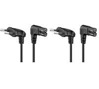 Goobay 56588 Câble d'alimentation Prise EU Type C coudé vers Prise Double Femelle Type C7 coudé; 0,5 m; Noir (Lot de 2)