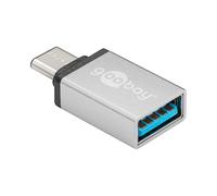 Goobay 56620 Adaptateur USB-C Mâle vers USB-A Femelle Argenté, Aluminium, Transfert 5Gbit/s, Certifications CE/RoHS/WEEE