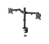goobay 58529 Support pour 2 moniteurs Entre 17" et 32" (43-81cm) / Support de Moniteur réglable en Hauteur inclinable & pivotant pour Montage sur Table/VESA 75 x 75 & 100 x 100 jusqu'à 8 kg