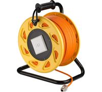 Goobay 58938 Enrouleur de câble réseau RJ45 mobile, 90 m - câble d'installation CAT 7A S/FTP (1200MHz) sans halogène, blindé de haute qualité, sur enrouleur de câble robuste